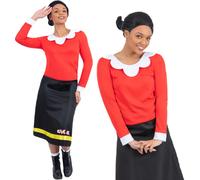 Popeye Olive Oyl Costume Ladies 80s Cartoon Fancy Dress Outfit UK 8-18