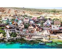 Popeye Village Island of Malta DIY 5D Diamond Painting by Number Unique Kits Home Wall Decor Crystal Rhinestone Wall Decor