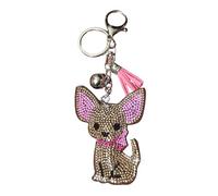 Popfizzy Bling Keychain Accessories for Women, Car Keys Keychain Charms, Purse Charm for Handbags, Cute Key Chains for Girls, Brown Chihuahua (Silver), One Size