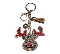 Popfizzy Bling Keychain Accessories for Women, Cute Rhinestone Keychain, Car Keys Keychain Charms, Purse Charms for Handbags, Christmas Reindeer (Gold), One Size
