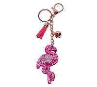 Popfizzy Bling Keychain Accessories for Women, Rhinestone Keychain, Car Keys Keychain Charms, Cool Purse Charms for Handbags, Pink Flamingo (Gold), Large