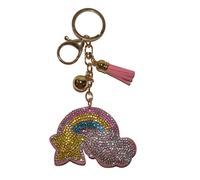 Popfizzy Bling Keychain, Cute Keychain Accessories for Women and Girls, Rhinestone Car Keys Keychain, Pink Rainbow Shooting Star (Gold), One Size