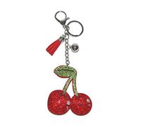 Popfizzy Bling Keychain, Rhinestone Purse Charm, Backpack Charm, Crystal Bag Charms, Key Fob, Cherry (Silver), One Size