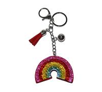 Popfizzy Bling Keychain, Rhinestone Purse Charm, Backpack Charm, Crystal Bag Charms, Key Fob, Rainbow (Silver), One Size
