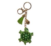 Popfizzy Bling Keychain, Rhinestone Purse Charm, Backpack Key Chain, Crystal Bag Charms, Key Fob, Green Turtle (Gold), One Size