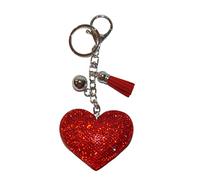 Popfizzy Bling Keychain, Rhinestone Purse Charm, Backpack Key Chain, Crystal Bag Charms, Key Fob, Red Heart (Silver), One Size