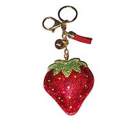 Popfizzy Bling Keychains for Women and Girls, Rhinestone Purse Charms for Handbags, Cute Bag Charms, Thank You Gift for Women, Strawberry (Gold), One Size