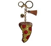 Popfizzy Bling Pizza Keychain for Girls and Women, Rhinestone Bag Charm, Pizza Gifts, Pizza Slice Purse Charm, Pizza (Gold), One Size