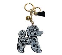 Popfizzy Bling Poodle Keychain, Rhinestone Purse Charm, Crystal Bag Charm, Poodle Gift, Black and White, Women's, Girls, Teens
