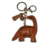 Popfizzy Brontosaurus Keychain for Girls, Rhinestone Dinosaur Purse Charm, Bling Backpack Keyring, Key Fob, Bag Charm, Brontosaurus Dinosaur (Gold)