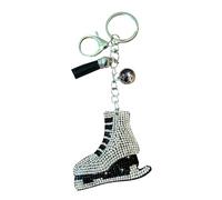 Popfizzy Crystal Keychains for Women and Girls, Bedazzled Purse Charms, Bling Backpack Accessories, Bag Charms, Handmade Gift, Silver Ice Skate (Silver), One Size