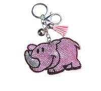 Popfizzy Crystal Keychains for Women and Girls, Bling Backpack Accessories, Bedazzled Purse Charms, Bag Charm, Handmade Gift, Pink Rhino (Silver), L
