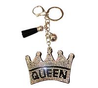 Popfizzy Crystal Keychains for Women and Girls, Bling Backpack Keyring, Bedazzled Purse Charms, Bag Charms, Handmade Gifts, Queen Crown (Silver), One Size