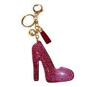 Popfizzy Crystal Keychains for Women and Girls, Bling Backpack Keyring, Bedazzled Purse Charms, Bag Charms, Handmade Gifts, Pink High Heel (Gold), One Size
