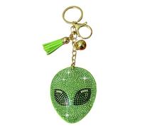 Popfizzy Double Sided Keychains for Women and Girls, Sparkly Bling Purse Charm, Rhinestone Bag Charm, Cool Gifts for Women, Double Sided Alien (Gold), One Size