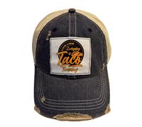 Popfizzy Funny Vintage Trucker Hats for Women and Men, Adult Humor Caps, Unisex Distressed Baseball Caps, Adjustable Snapback, Taco Tuesday (Navy), One size