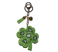 Popfizzy Keychain for Women and Girls, Rhinestone Purse Charm, Bling Backpack Key Fob, Crystal Bag Charms, Fun Keyrings, Shamrock, Medium