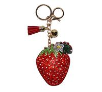 Popfizzy Keychain for Women and Girls, Rhinestone Purse Charm, Bling Backpack Key Fob, Crystal Bag Charms, Fun Keyrings, Strawberry Large, Medium
