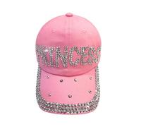 Popfizzy Rhinestone Baseball Cap for Women and Girls, Fun Bedazzled Hats, Cute Bling Denim and Diamond Hat, Sparkly Gifts, Princess Bling Hat (Pink), One Size