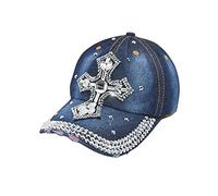 Popfizzy Rhinestone Cross Hats Womens Religious Baseball Cap Bling Trucker Cap