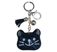 Popfizzy Rhinestone Keychain Accessories for Women, Car Keys Keychain Charms, Bling Purse Charms for Handbags, Cute Keychain, Black Kitty Cat (Gold), One Size