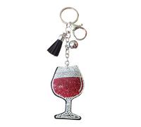 Popfizzy Rhinestone Keychain Accessories for Women, Car Keys Keychain Charms, Cute Keychain, Bling Purse Charms for Handbags, Red Wine (Silver), One Size