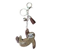Popfizzy Rhinestone Keychain Accessories for Women, Car Keys Keychain Charms, Cute Keychain, Bling Purse Charms for Handbags, Hanging Sloth (Silver), One Size