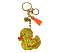 Popfizzy Rhinestone Keychain for Women, Bling Purse Charms for Handbags, Girls Backpack Key Fob, Crystal Bag Charm Keyrings, Yellow Duck, Medium