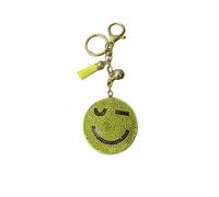 Popfizzy Rhinestone Keychains for Women and Girls, Bling Backpack Keyring, Cute Purse Charms, Cool Key Fob, Fun Keychain Gift, Emoji Smiley Face (Gold), One Size