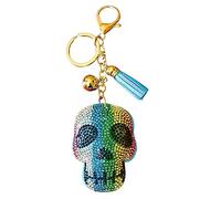 Popfizzy Rhinestone Keychain Accessories for Women, Car Keys Keychain Charms, Bling Purse Charms for Handbags, Cute Keychain, Rainbow Skull (Gold), One Size
