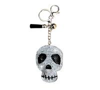 Popfizzy Rhinestone Keychains for Women and Girls, Bling Bag Charm, Sparkle Purse Charm, Backpack Charms, Gifts for Women, Silver Skull (Silver), Large