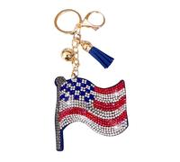 Popfizzy Rhinestone Keychains for Women and Girls, Bling Purse Charms, Birthday Gifts for Her, Backpack Key Chain, Bag Charms, Bling American Flag (Gold), One Size