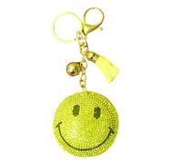Popfizzy Rhinestone Keychains for Women and Girls, Bling Purse Charms, Birthday Gifts for Her, Backpack Accessory, Bag Charms, Yellow Smiley Face (Gold), One Size