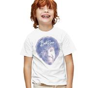 popfunk Bob Ross Bob Face Kids T Shirt, White, 12-13Y