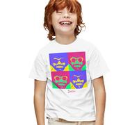popfunk Bob Ross Bright Pop Art Kids T Shirt, White, 7-8Y