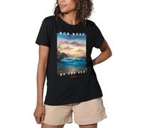 popfunk Bob Ross By The Sea Ladies T Shirt, Black, Small