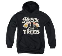 popfunk Bob Ross Happy Little Trees Youth Kids Boy Girls Pull-Over Hoodie, Black, 5-6Y