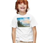 popfunk Bob Ross Landscape Signature Kids T Shirt, White, 9-11Y
