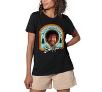 popfunk Bob Ross Little Trees Badge Ladies T Shirt, Black, Medium