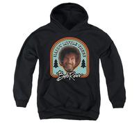 popfunk Bob Ross Little Trees Badge Youth Kids Boy Girls Pull-Over Hoodie, Black, 5-6Y