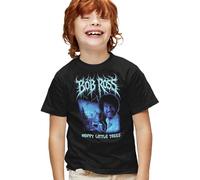 popfunk Bob Ross Little Trees Metal Kids T Shirt, Black, 3-4Y