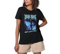 popfunk Bob Ross Little Trees Metal Ladies T Shirt, Black, X-Large