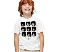 popfunk Bob Ross Many Faces of Bob Pop Art Kids T Shirt, White, 7-8Y