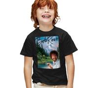 popfunk Bob Ross Mountain Painter Kids T Shirt, Black, 12-13Y