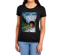 popfunk Bob Ross Mountain Painter Womens T Shirt, Black, S
