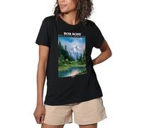 popfunk Bob Ross Mountain Serenity Ladies T Shirt, Black, Small