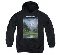popfunk Bob Ross Mountain Serenity Youth Kids Boy Girls Pull-Over Hoodie, Black, 7-8Y