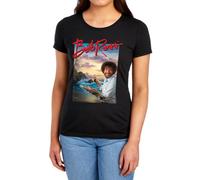 popfunk Bob Ross Ocean Painter Womens T Shirt, Black, S
