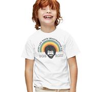 popfunk Bob Ross Rainbow Kids T Shirt, White, 9-11Y