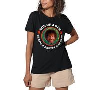 popfunk Bob Ross Son of A Gun Ladies T Shirt, Black, Medium